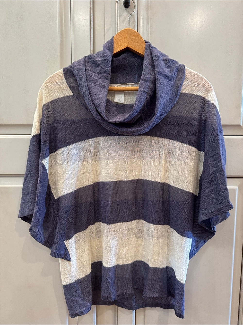 Design History Purple and Cream Striped Cowl Neck Sweater